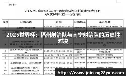 2025世界杯：福州射箭队与南宁射箭队的历史性对决